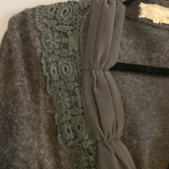 A'reve Longline angora blend button Front Cardigan with Crochet Detail size L - Picture 4 of 6